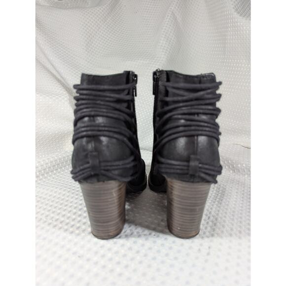 CANDIES! BLACK SUEDE MICROFIBER LACED BACK, INSIDE ZIPPER ANKLE BOOTS! SZ 8.5M - Picture 8 of 10